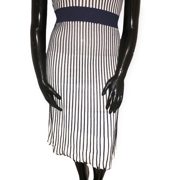 BCBGMaxazria Bella Navy White Stripe Dress Size M - Picture 5 of 10